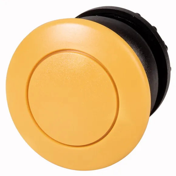 M22S-DRP-Y Botón Hongo Bisel negro 22mm Mantenido Placa/Amarillo Cabezal/Amarill
