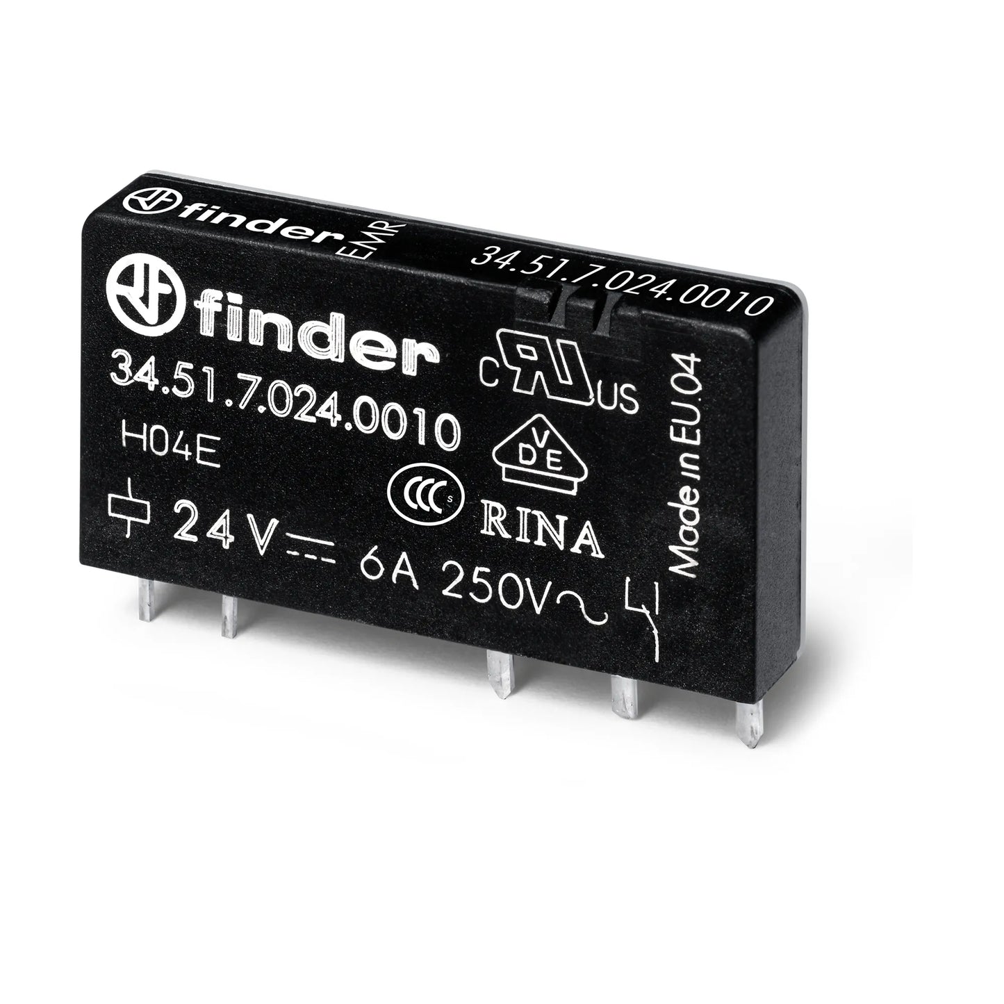 Mini relevador p/ circuito impreso 5 pines 48VDC 1CO 1NA1NC AgNi 6A 250V