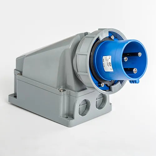 Clavija mural 63A 2P+T 230VCA 6h Azul IP66-IP67