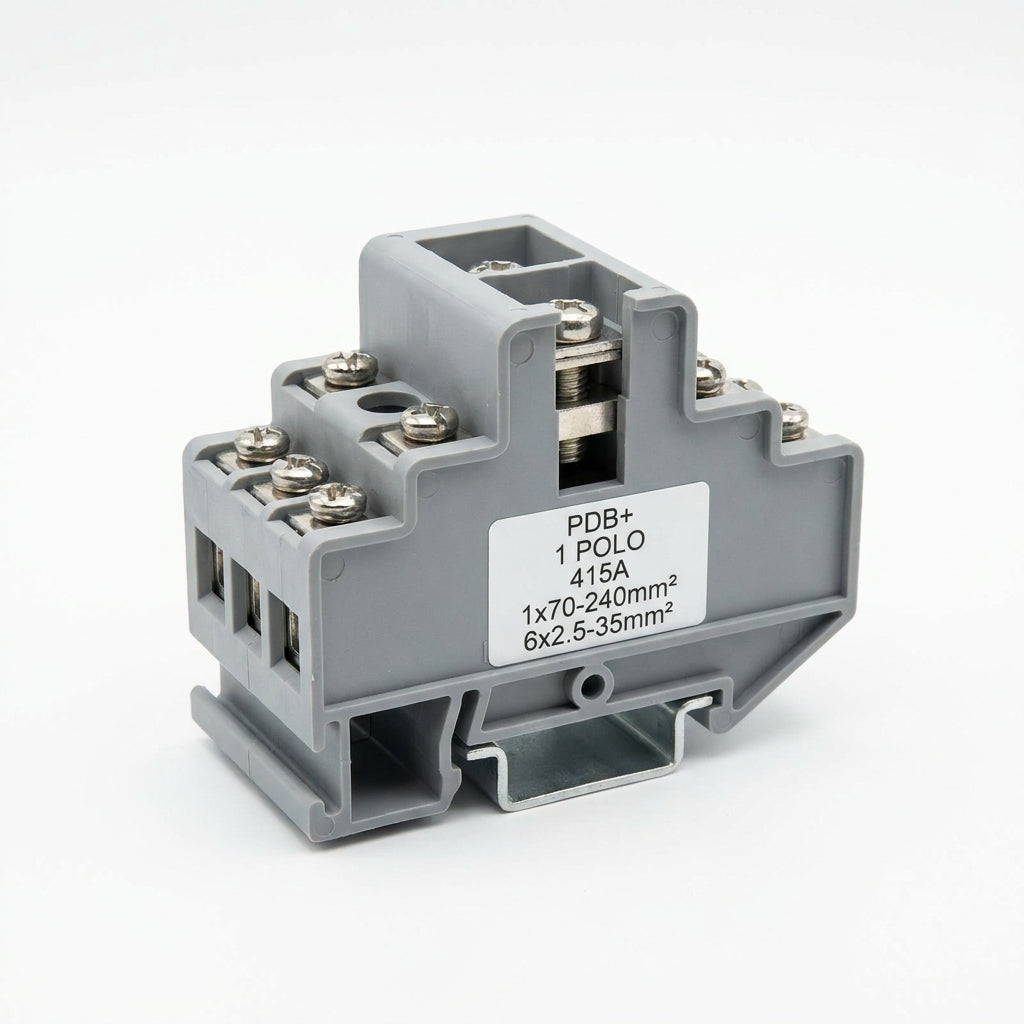Bloque de distribución PDB+ 1 polo 415A, 1×70-240mm², 6×2.5-35mm²