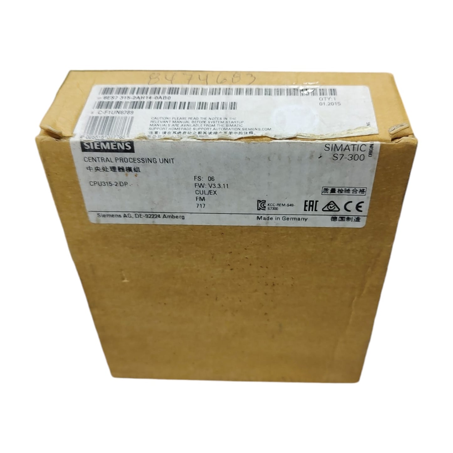 Siemens 6ES7 315-2AG10-0AB0 unidad de procesamiento