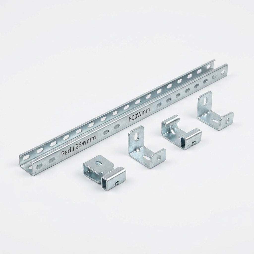 Perfil 25Wmm de fijación rápida para 500Wmm acero cincado de 1,5 mm 4 piezas