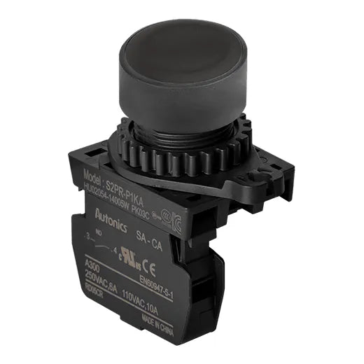 BOTON MOMEN 22MM NEGRO 1NA 6A/250VAC