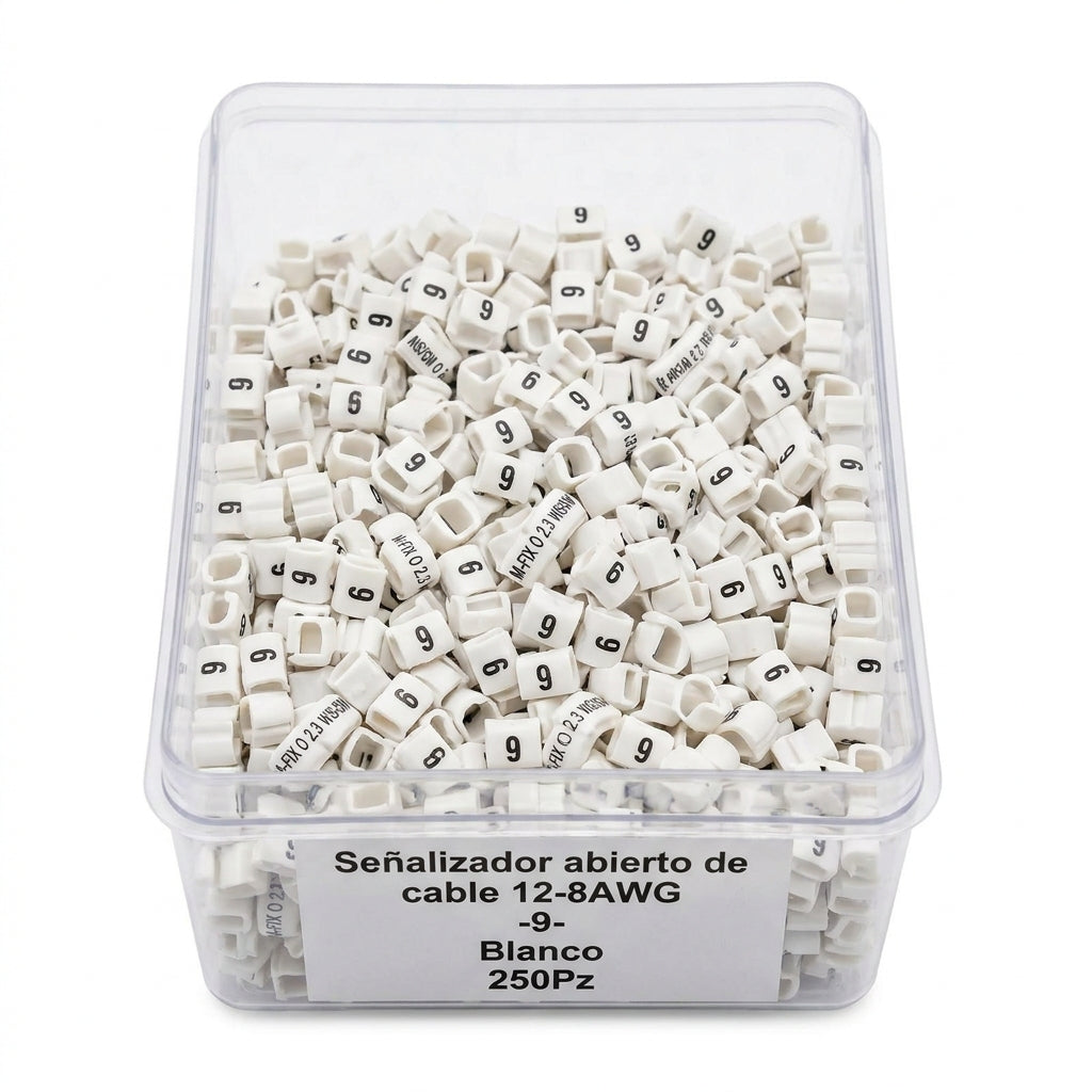M-FIX O 2.3 WS/SW 9 Señalizador abierto de cable 12-8AWG -9- Blanco 250Pz