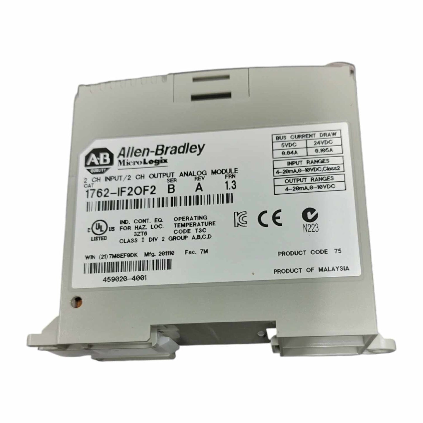 Allen Bradley 1762-IF2OF2 módulo analógico