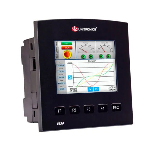 PLC+HMI 3.5” LCD TFT 320x240px 20DI (3xHSC), 2D/AI 8DO (Relé), 4PWM