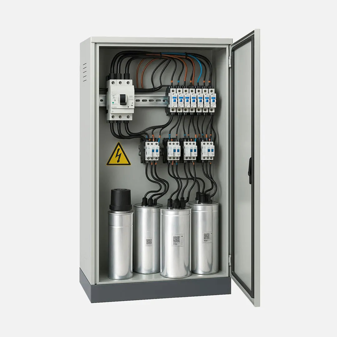 Banco auto. de 7pasos de 350kVAR Con ITM de 630A 480VCA 2100HX1200WX600Dmm