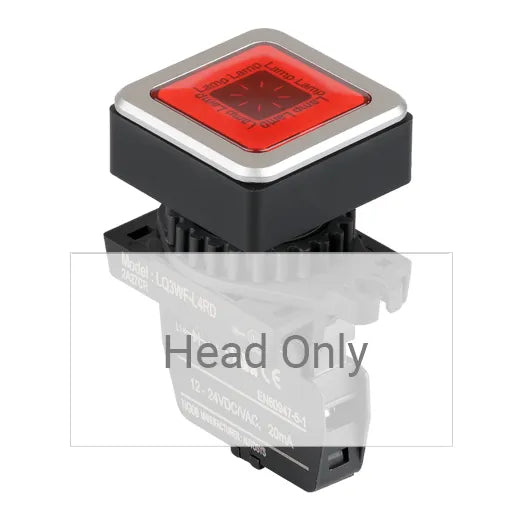 LQ3RF-L4R Indicador Luminoso cuadrado tipo Luz piloto rasante 30mm rojo