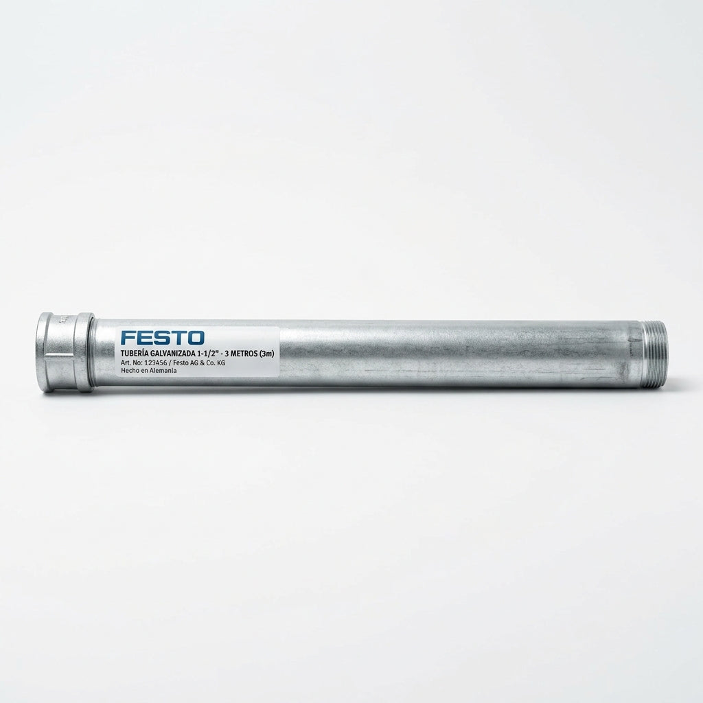 FESTO Tubo de 1-1/2" de 3 metros de largo, Galvanizado