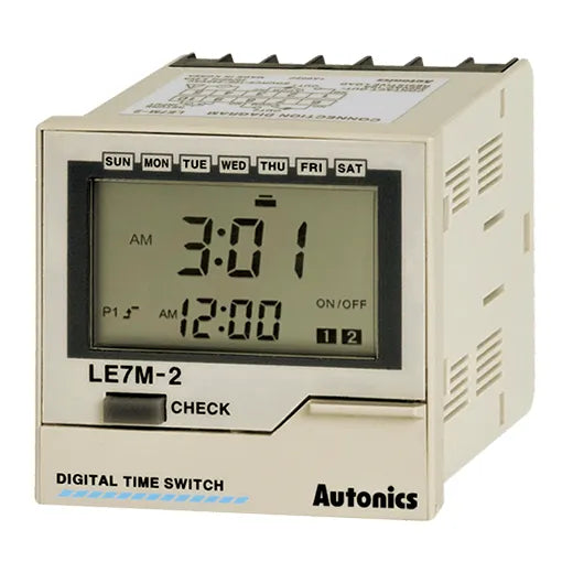 LE7M-2B Timer semanal/anual 72Wx72H 100-240VCA 2NA2NC