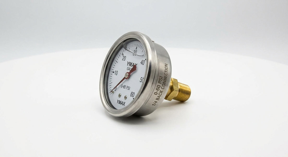 YMAX GAUGE, 0-60 PSI, 1/4 BACK