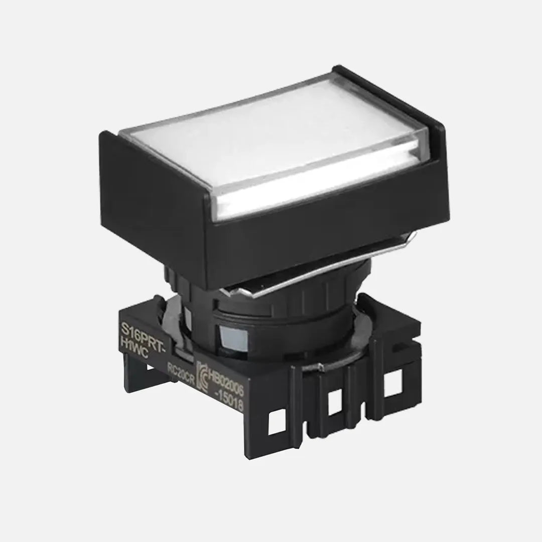 S16PRT-H1W Botón rectangular (media guarda) saliente 16mm momentáneo blanco