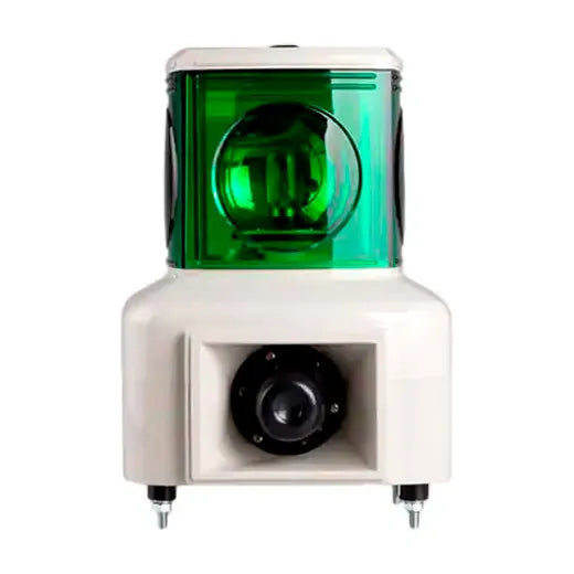Torreta cuadrada 140mm Luz giratoria+buzzer 100dB 110VCA 1 Stack Verde