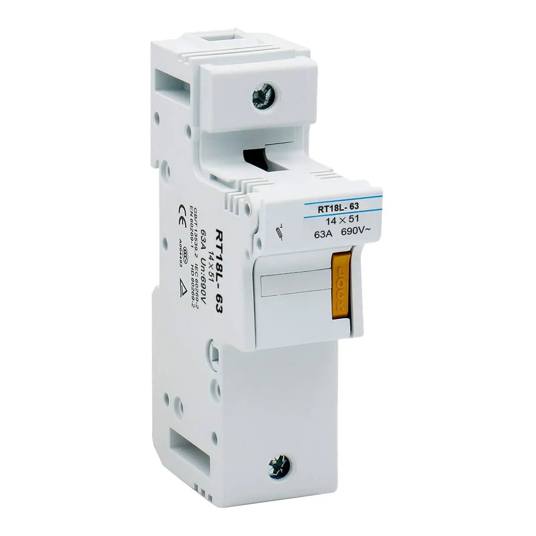 Portafusible unipolar 14x51mm 63A 690VAC 100kA Montaje riel DIN
