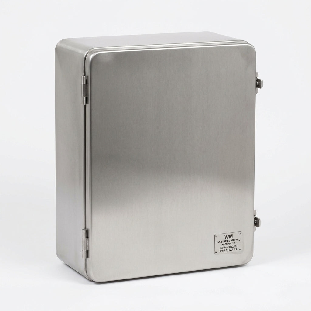 WM Gabinete mural de acero inoxidable AISI304 1P 500Hx400Wx210Dmm IP66 NEMA 4X
