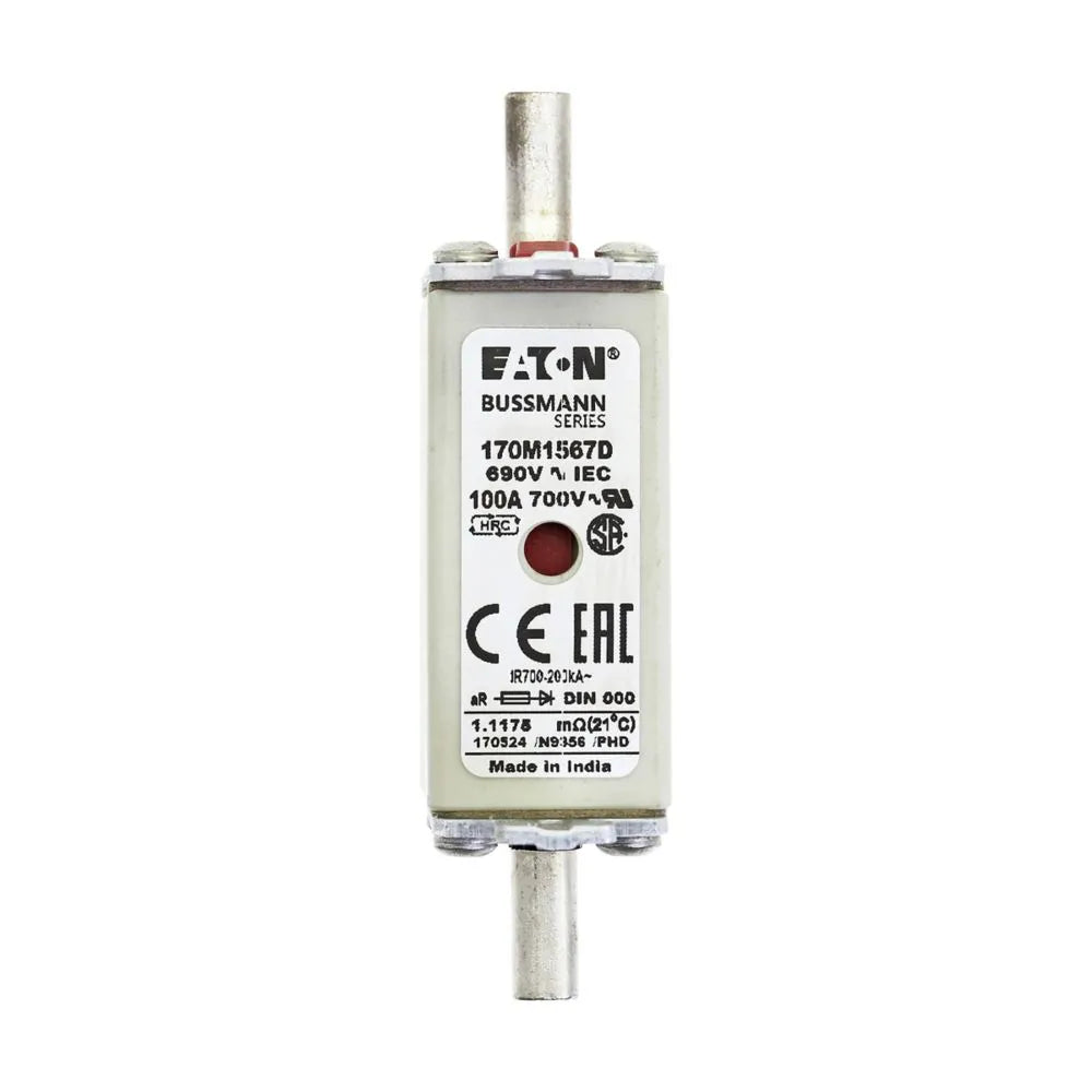 FUSIBLE RAPIDO CUADRADO 000 aR TIPO T 100A 690V (IEC) 200kA