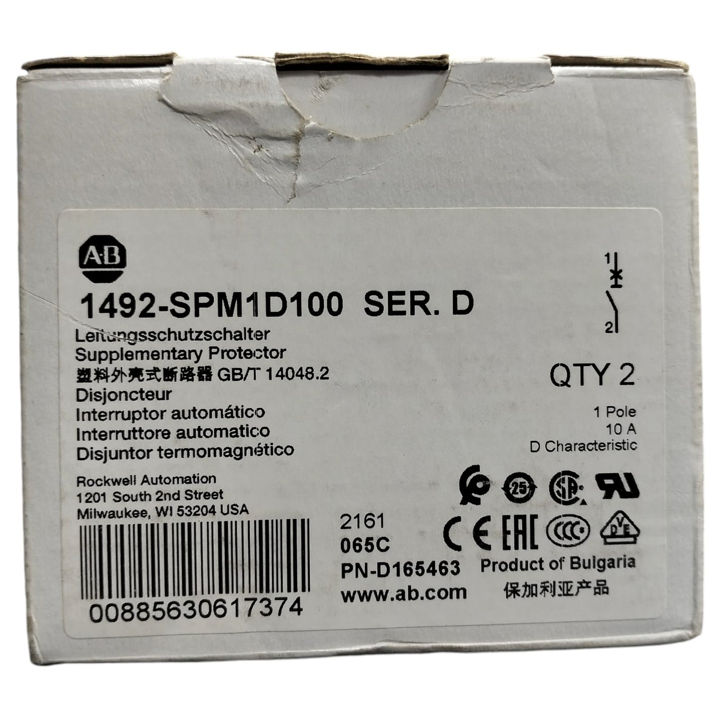 Allen Bradley 1492-spm1d100 Ser D Interruptor