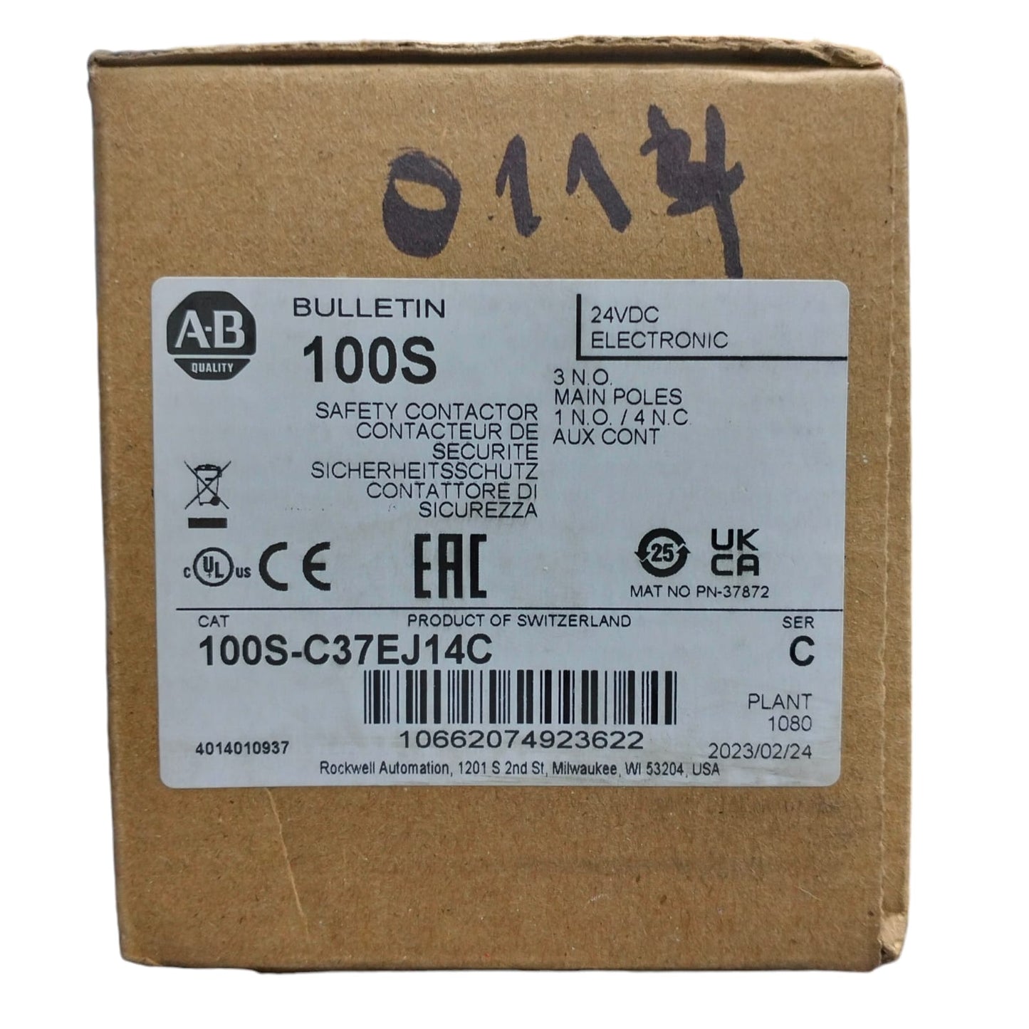 Allen Bradley 100s-c37ej14c Contactor