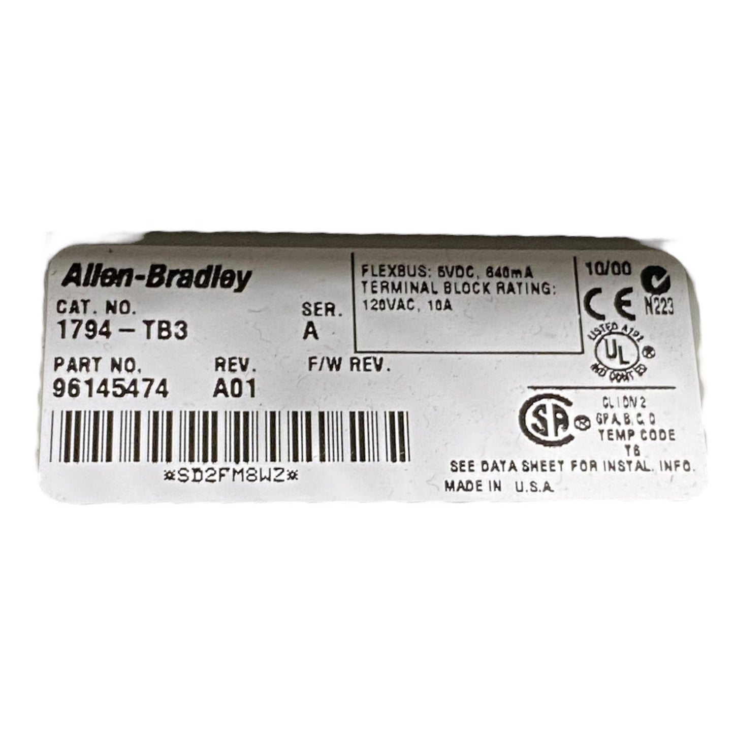 Allen Bradley 1794-ob16 + 1794-tb3 Modulo con base