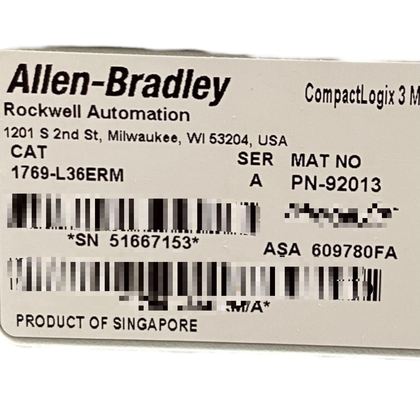 Allen Bradley 1769-l36erm CompactLogix