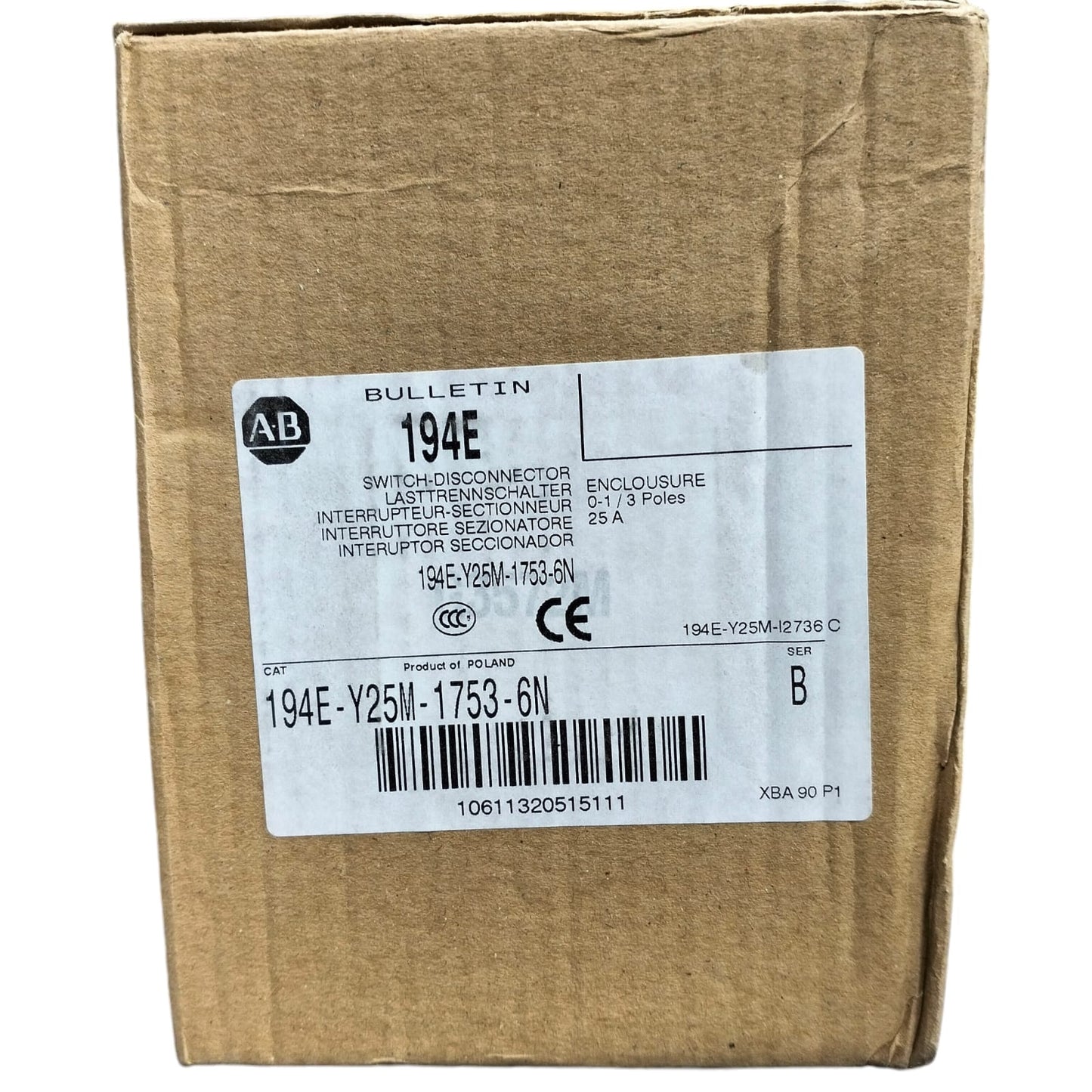 Allen Bradley 194E-Y25M-1753-6N Interruptor