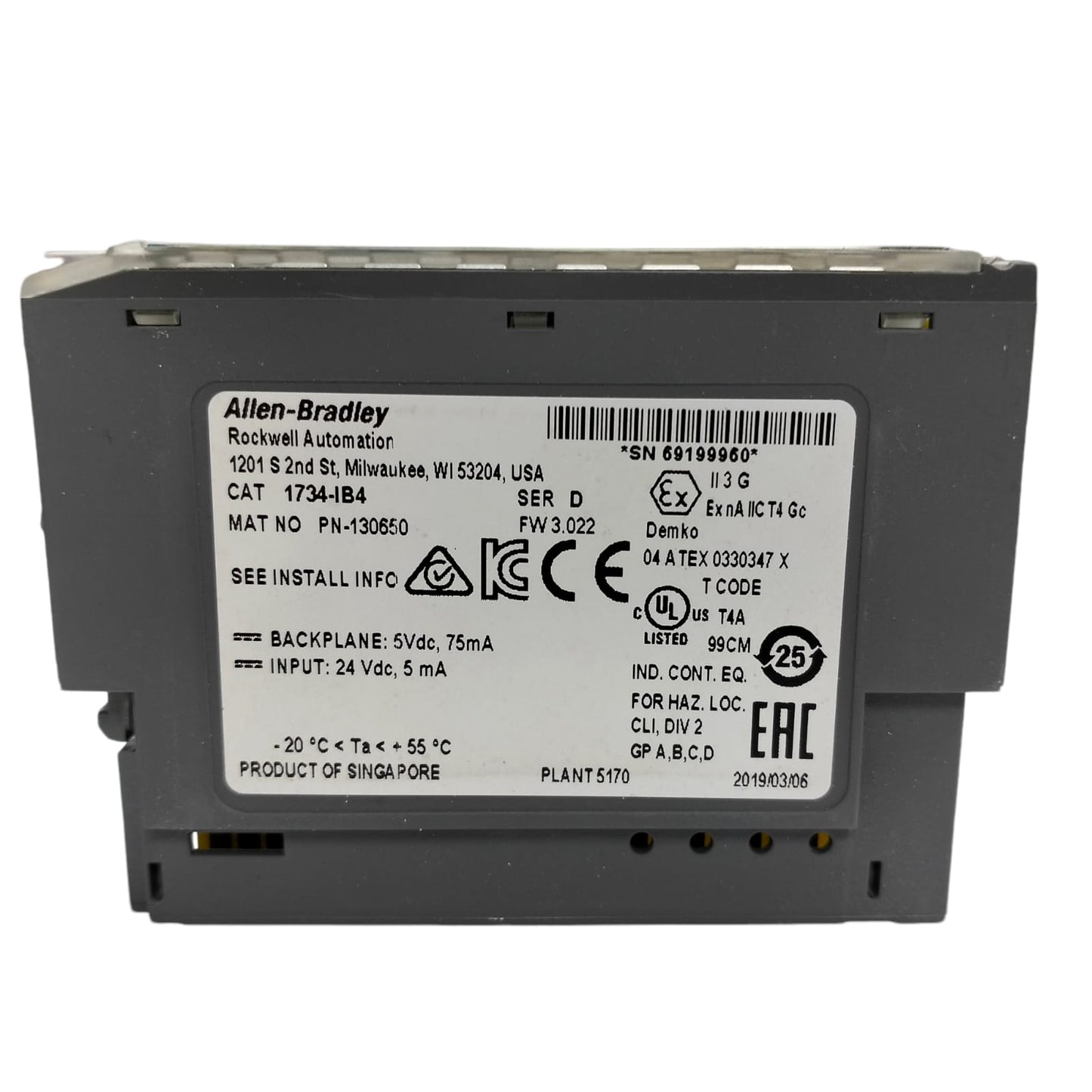 Allen Bradley 1734-ib4 Módulo de entrada