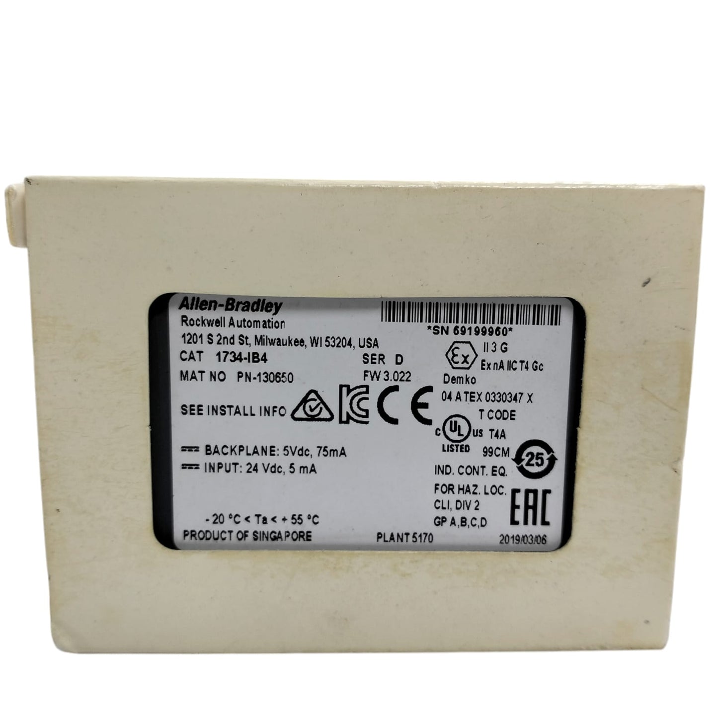Allen Bradley 1734-ib4 Módulo de entrada
