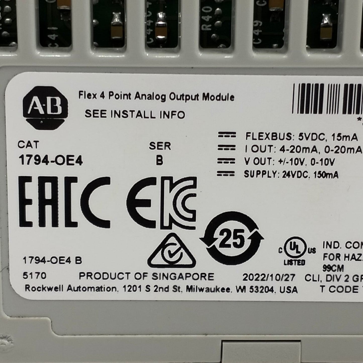 Allen Bradley 1794-oe4 Módulo de salida