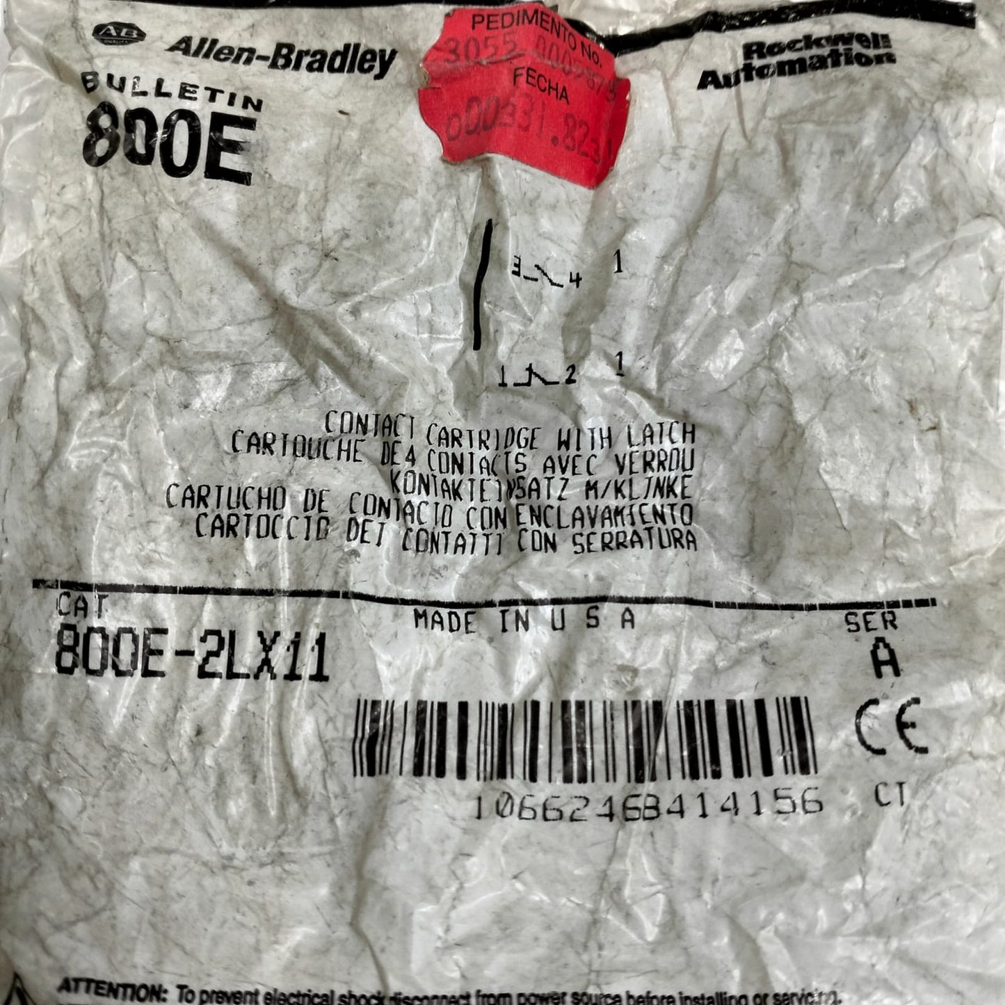 Allen Bradley 800e-2lx11 Cartucho De Contacto