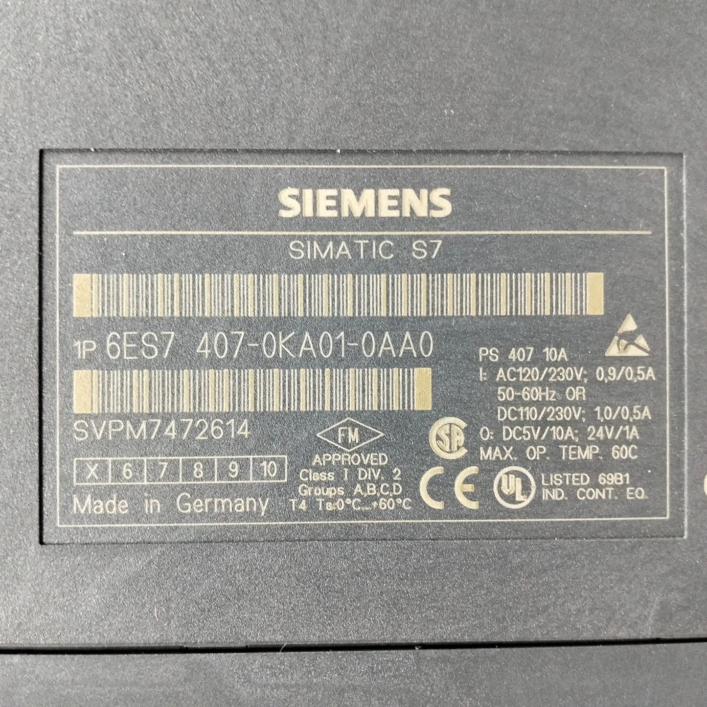 Siemens 6es7 407-0ka01-0aa0 Simatic S7