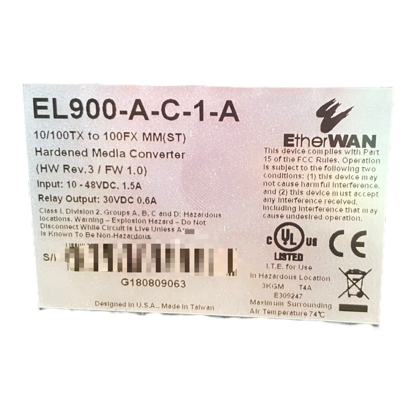 Etherwan El900-a-c-1-a CONVERTIDOR DE MEDIOS