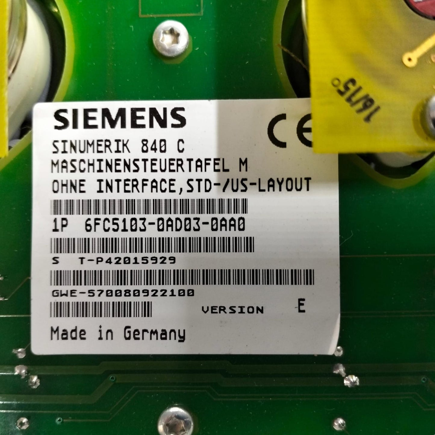 SIEMENS 6FC5103-0AD03-0AA0 SUNUMERIK 840 C