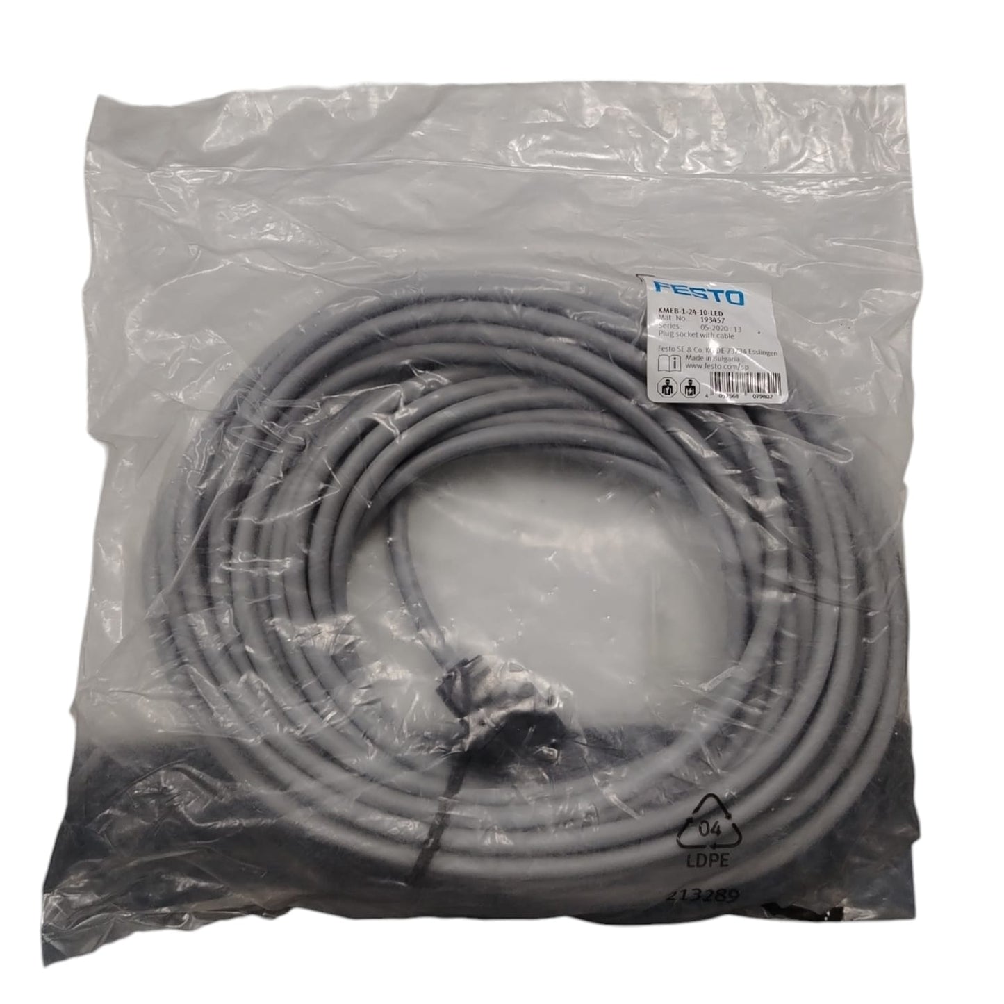 Festo KMEB-1-24-10-LED Cable con conector tipo zócalo