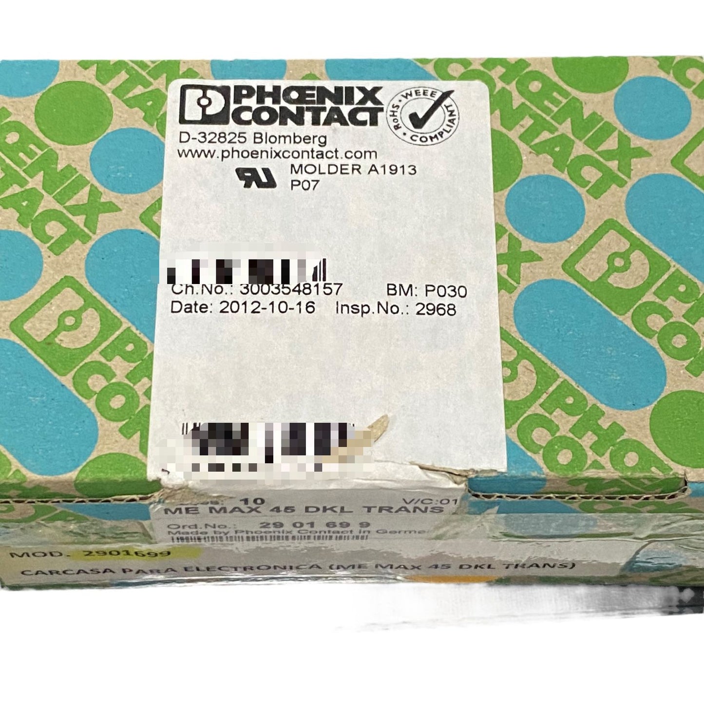 Phoenix Contact ME MAX 45 DKL TRANS / 2901699 Tapas terminales 9 Piezas