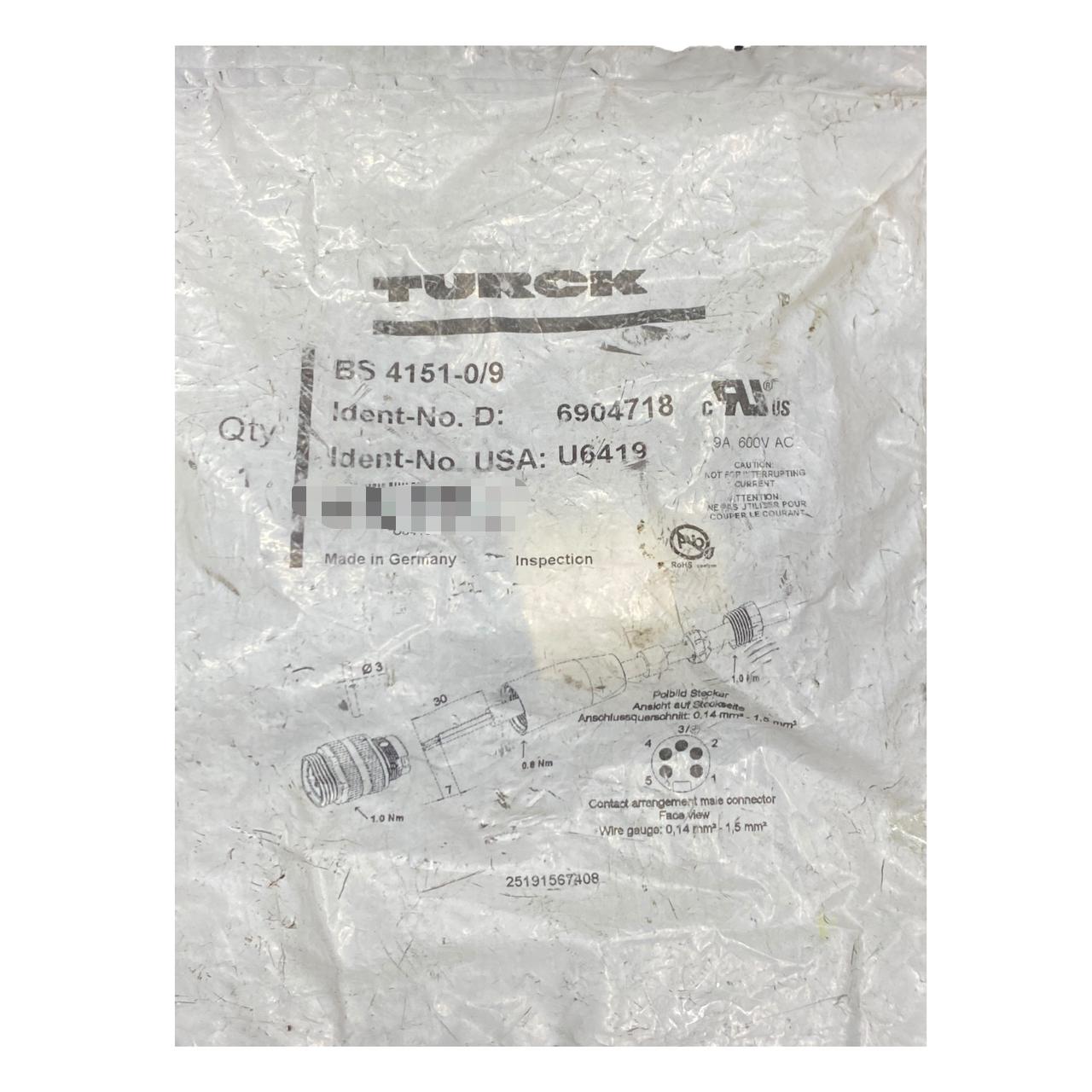 Turck Bs 4151-0/9 Conector