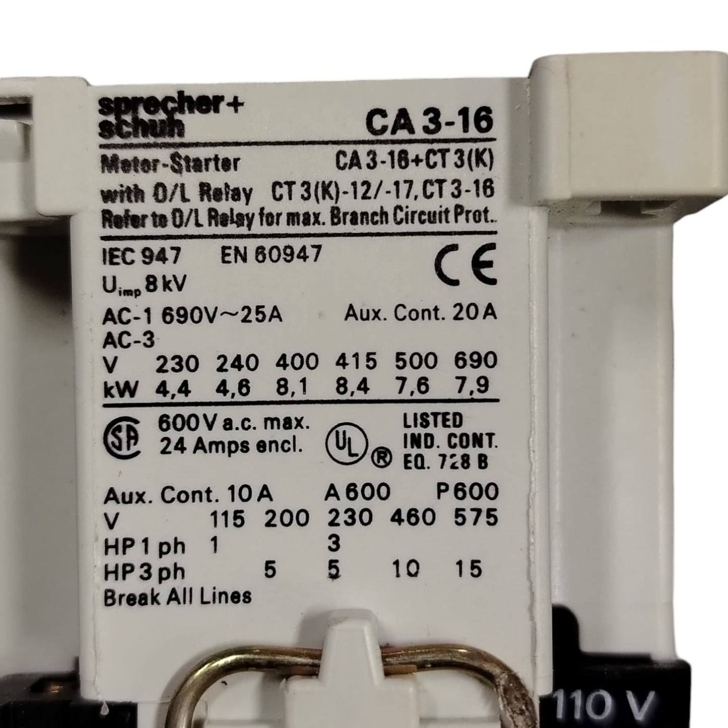 SPRECHER+SCHUH CA3-16-10-120-N0 Contactor