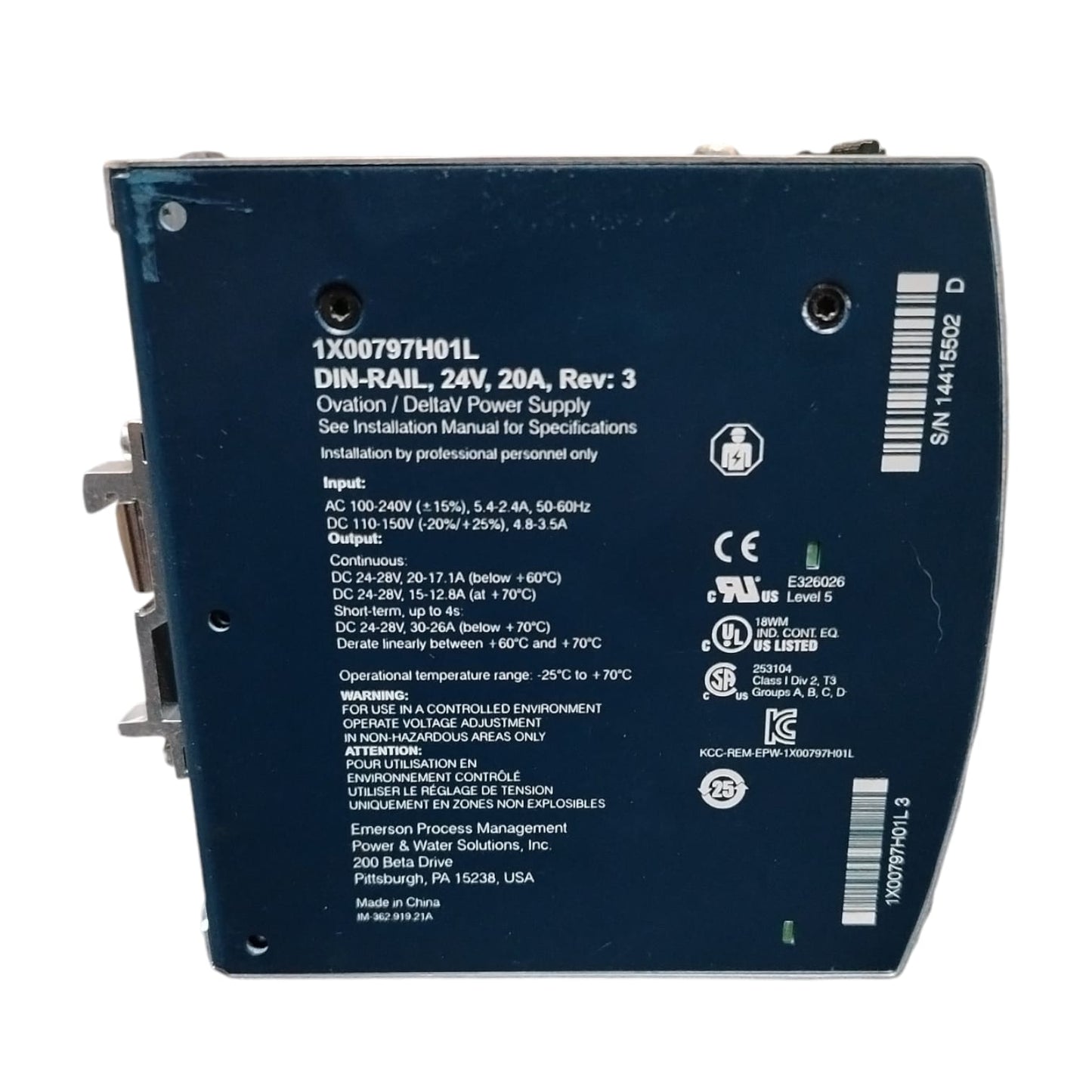EMERSON 1X00797H01L Fuente de alimentación