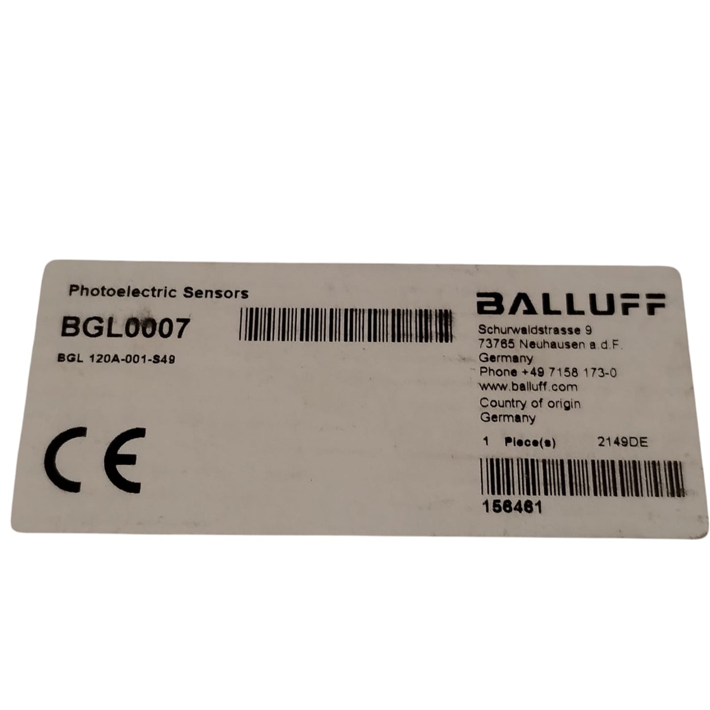 BALLUFF BGL 0007 BGL 120A-001-S49 Barrera fotoeléctrica