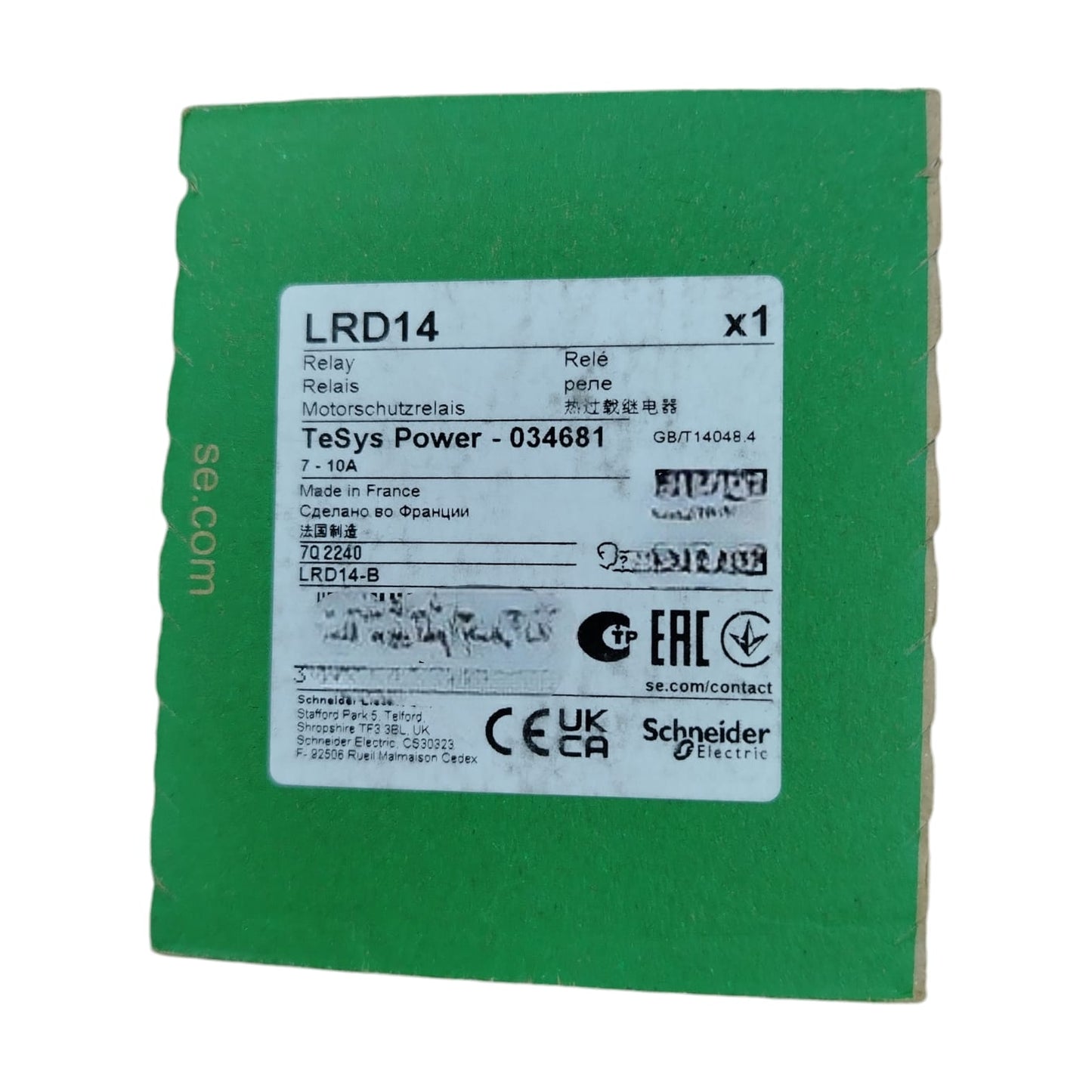 SCHNEIDER ELECTRIC LRD14 Relevador