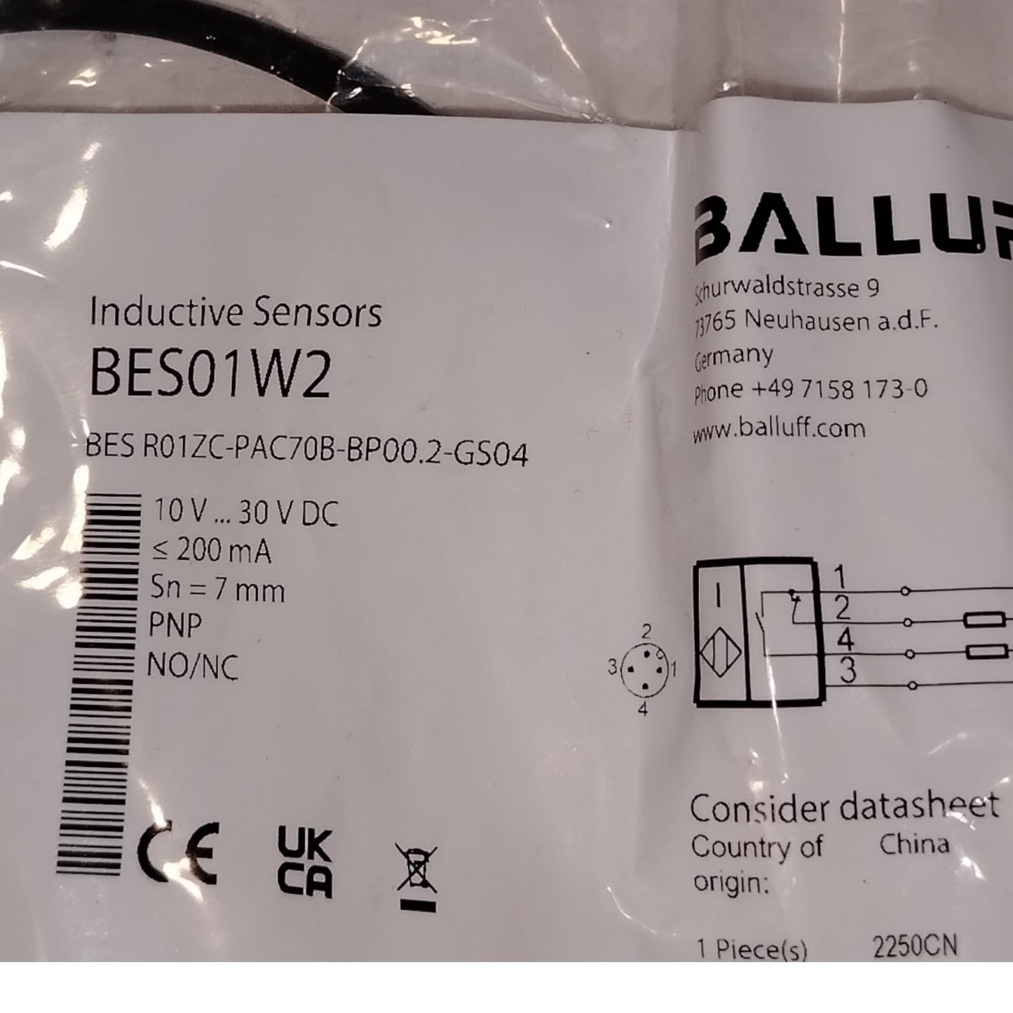 BALLUFF BES01W2 BES R01ZC-PAC70B-BP00.2-GS04 Sensor inductivo