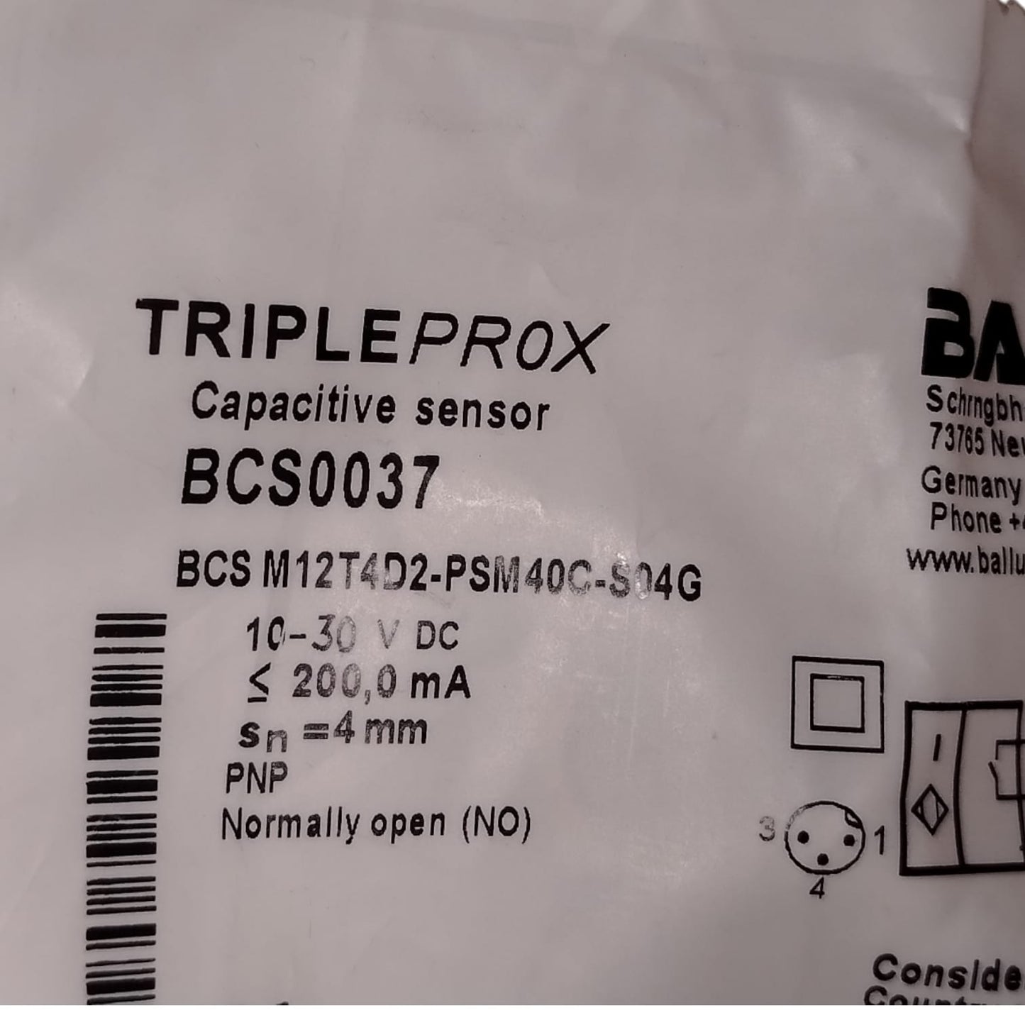BALLUFF BCS0037 BCS M12T4D2-PSM40C-S04G Sensor de proximidad