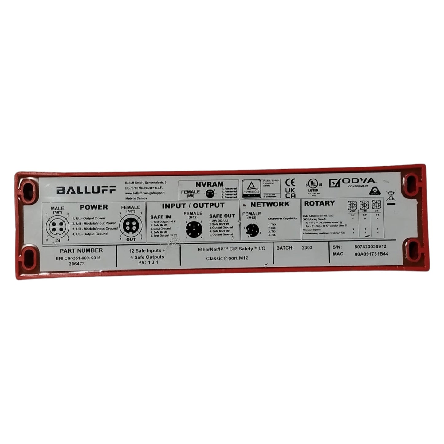 BALLUFF BNI CIP-351-000-K015 Módulo de E/S de seguridad CIP