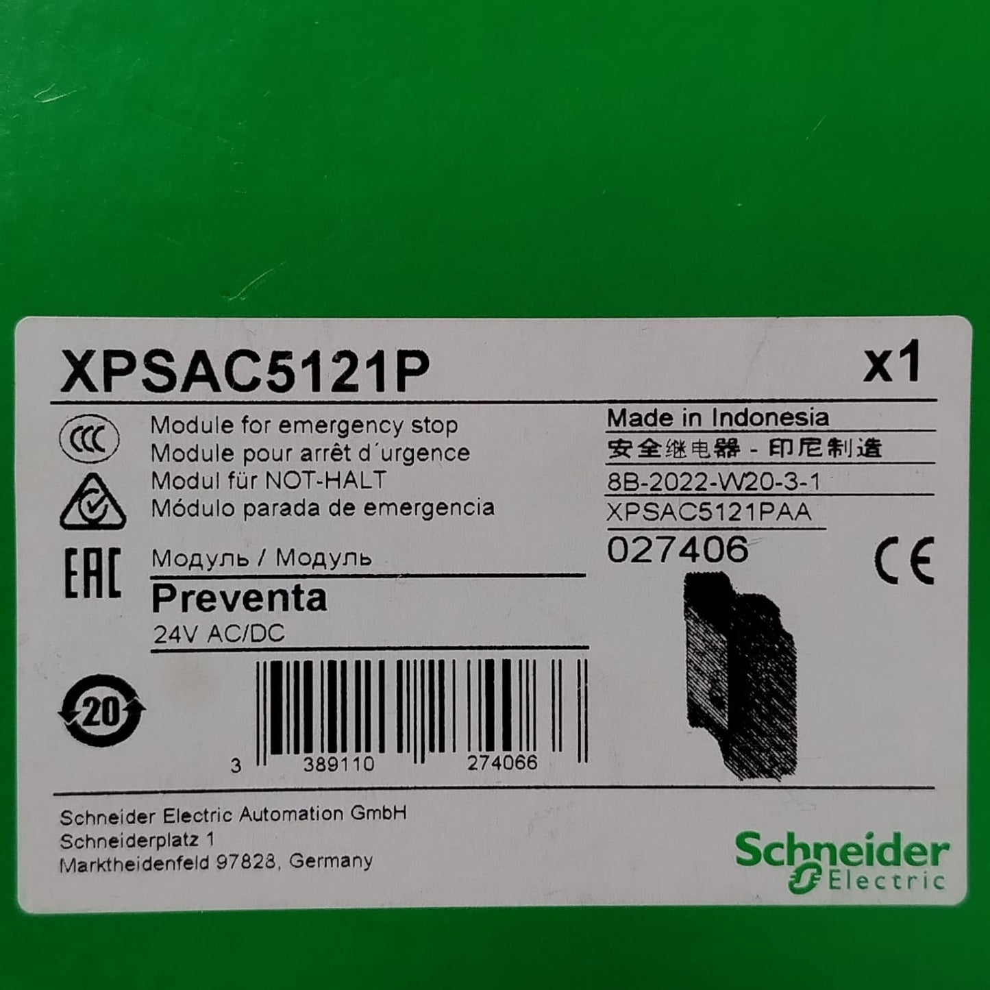 SCHNEIDER ELECTRIC XPSAC5121P Relevador de seguridad