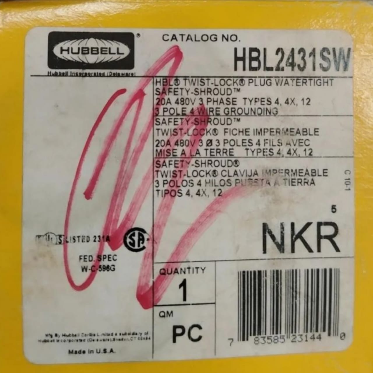 Hubbell Hbl2431sw CONECTOR