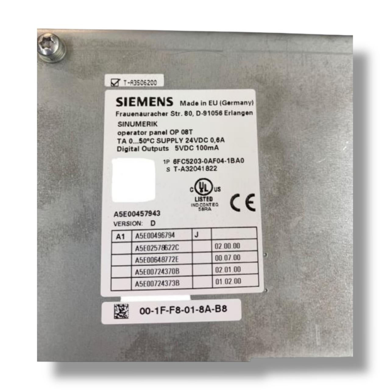 SIEMENS 6FC5203-0AF04-1BA0 PANEL DE FRONTAL DE OPERADOR