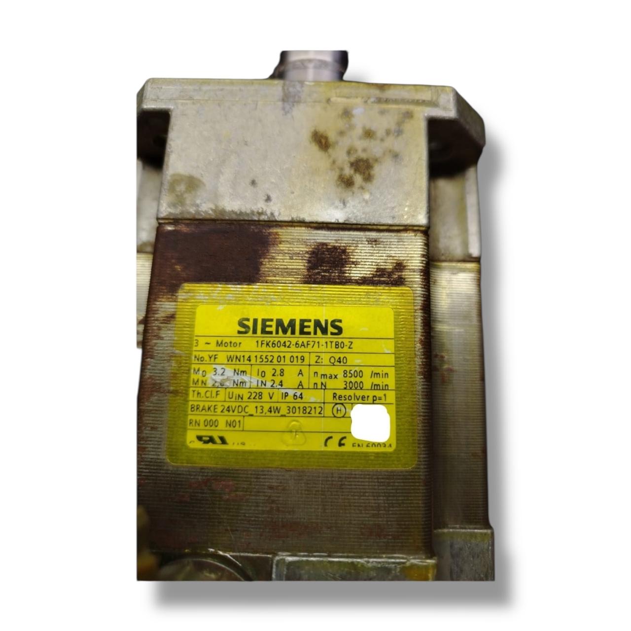 SIEMENS 1FK6042-6AF71-1TB0-Z SRVOMOTOR SINCRONICO CON CONECTOR ROTO