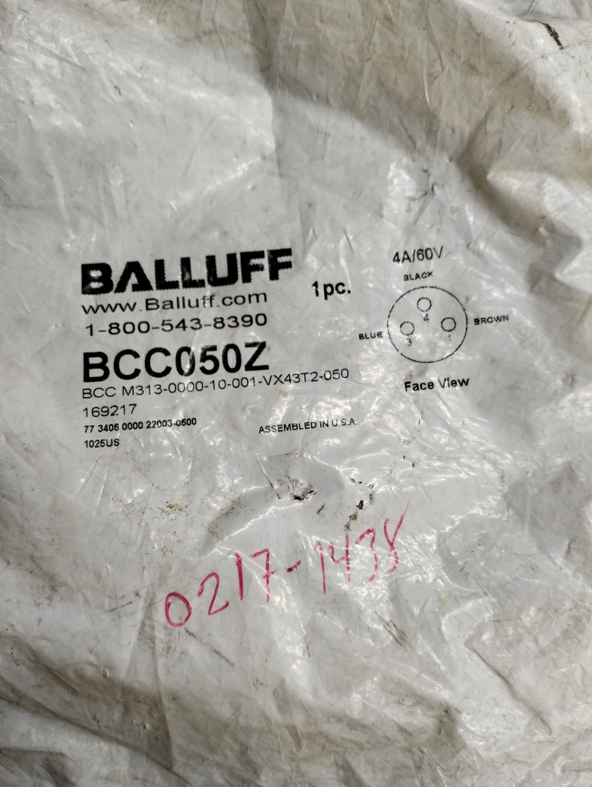 Balluff Bcc050z Bcc M313-0000-10-001-vx43t2-050 CABLE
