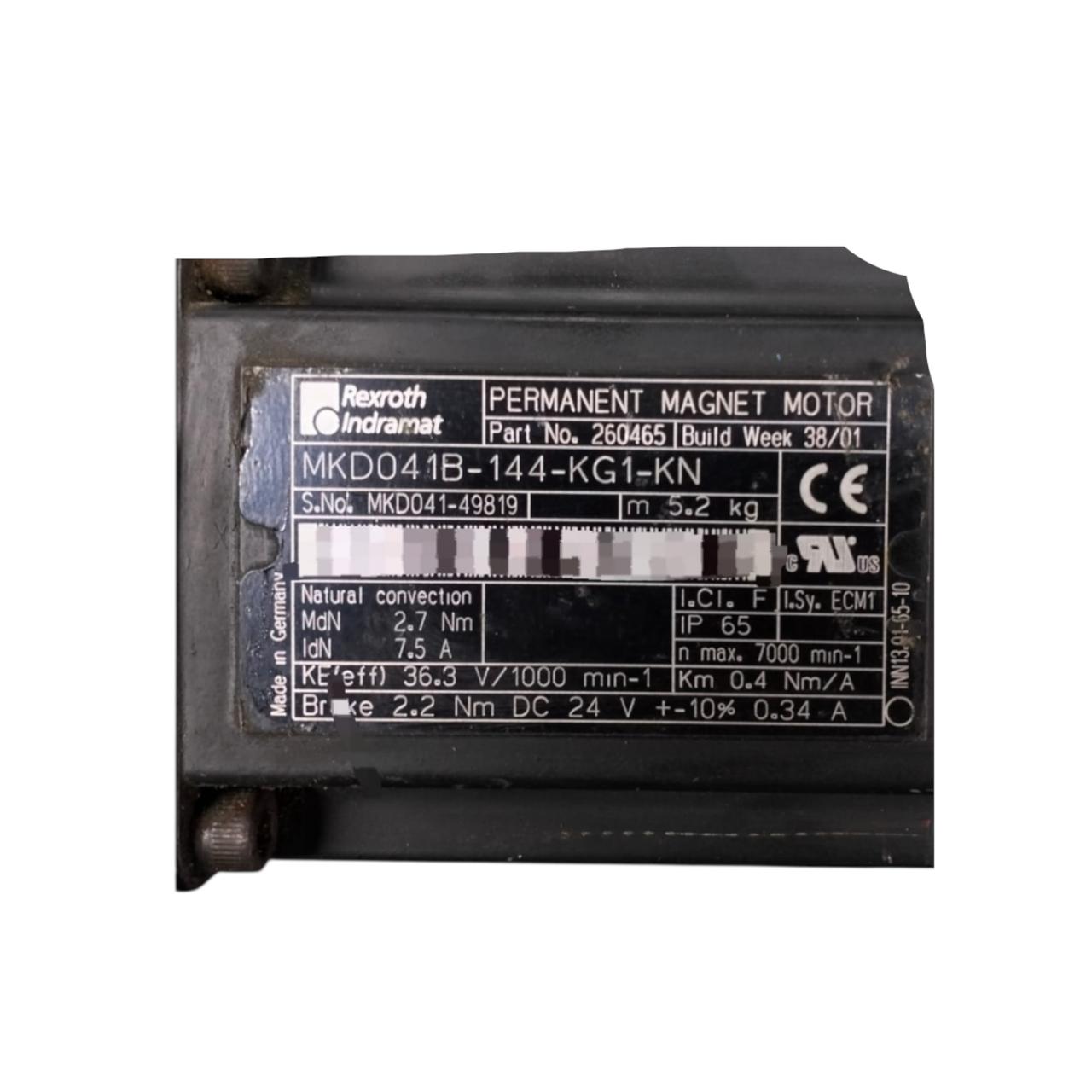 Rexroth Indramat Mkd041b-144-kg1-kn motor síncrono de corriente alterna