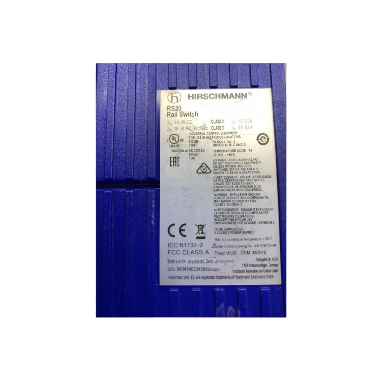 Hirschmann Rs20-1600t1t1sdaehh09.0.04 switch Ethernet industrial