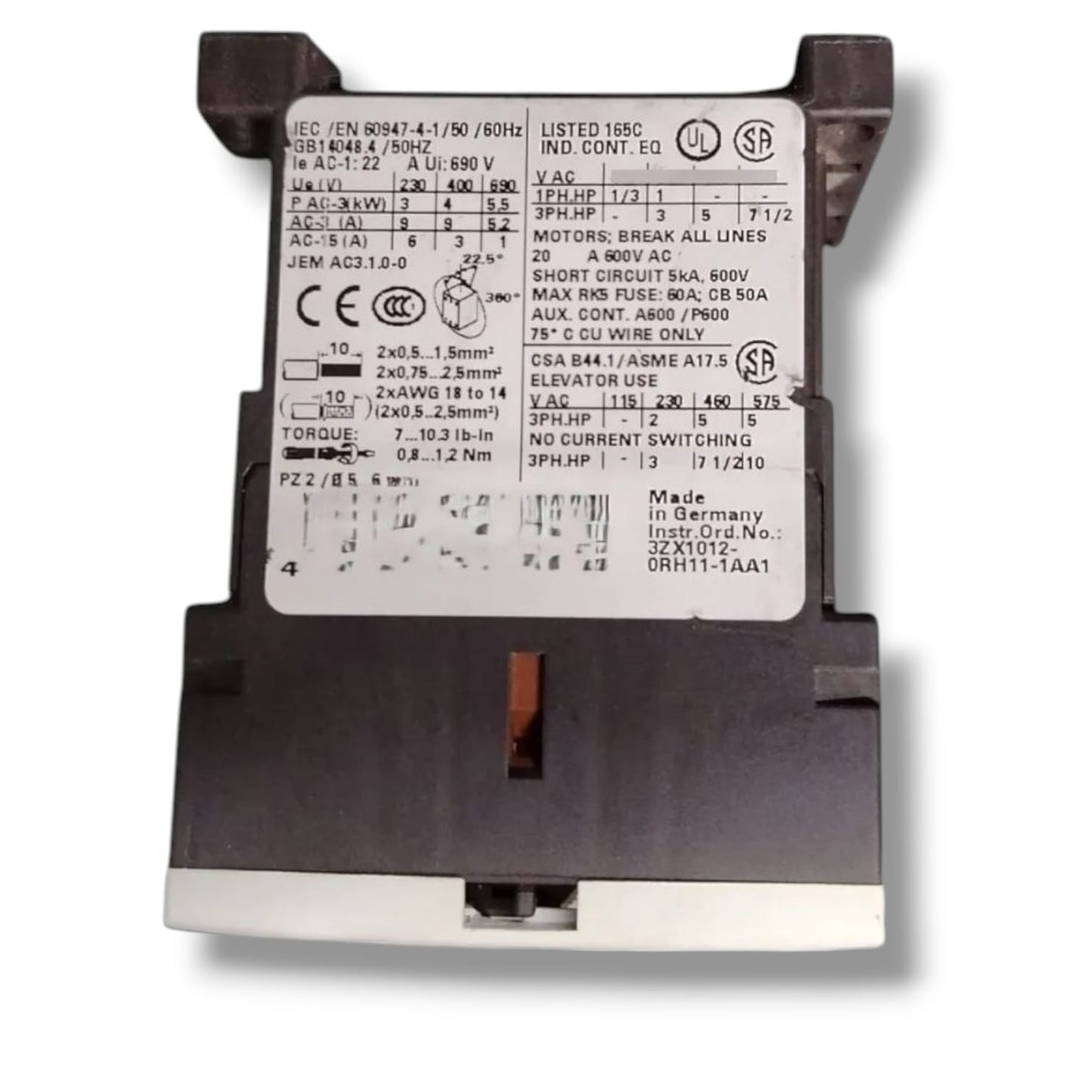 SIEMENS 3RT1016-1BB41 CONTACTOR TRIFASICO